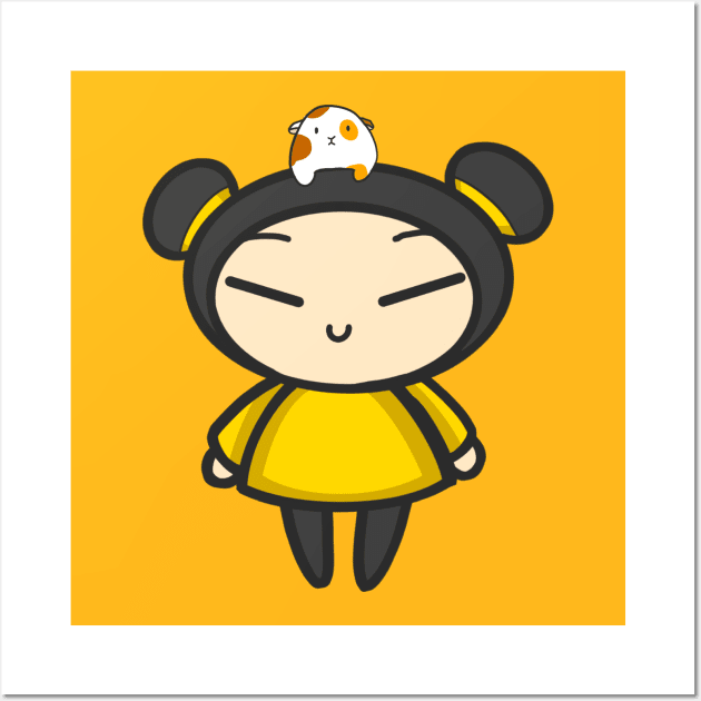 Yellow Pucca with a Guinea Pig Wall Art by aishiiart